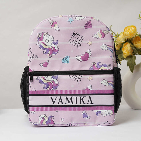 Personalised Unicorn Print Backpack - Uncommongifts.in